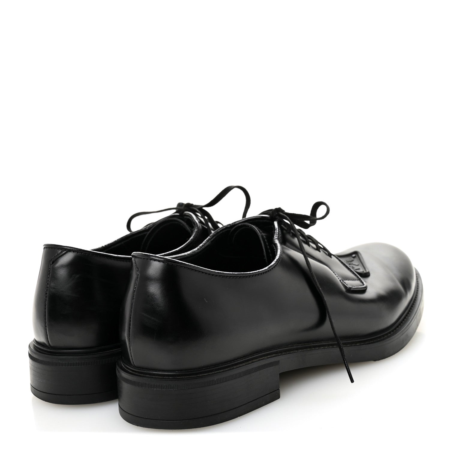Prada Spazzolato Triangle Mens Derby Loafers 8 Black