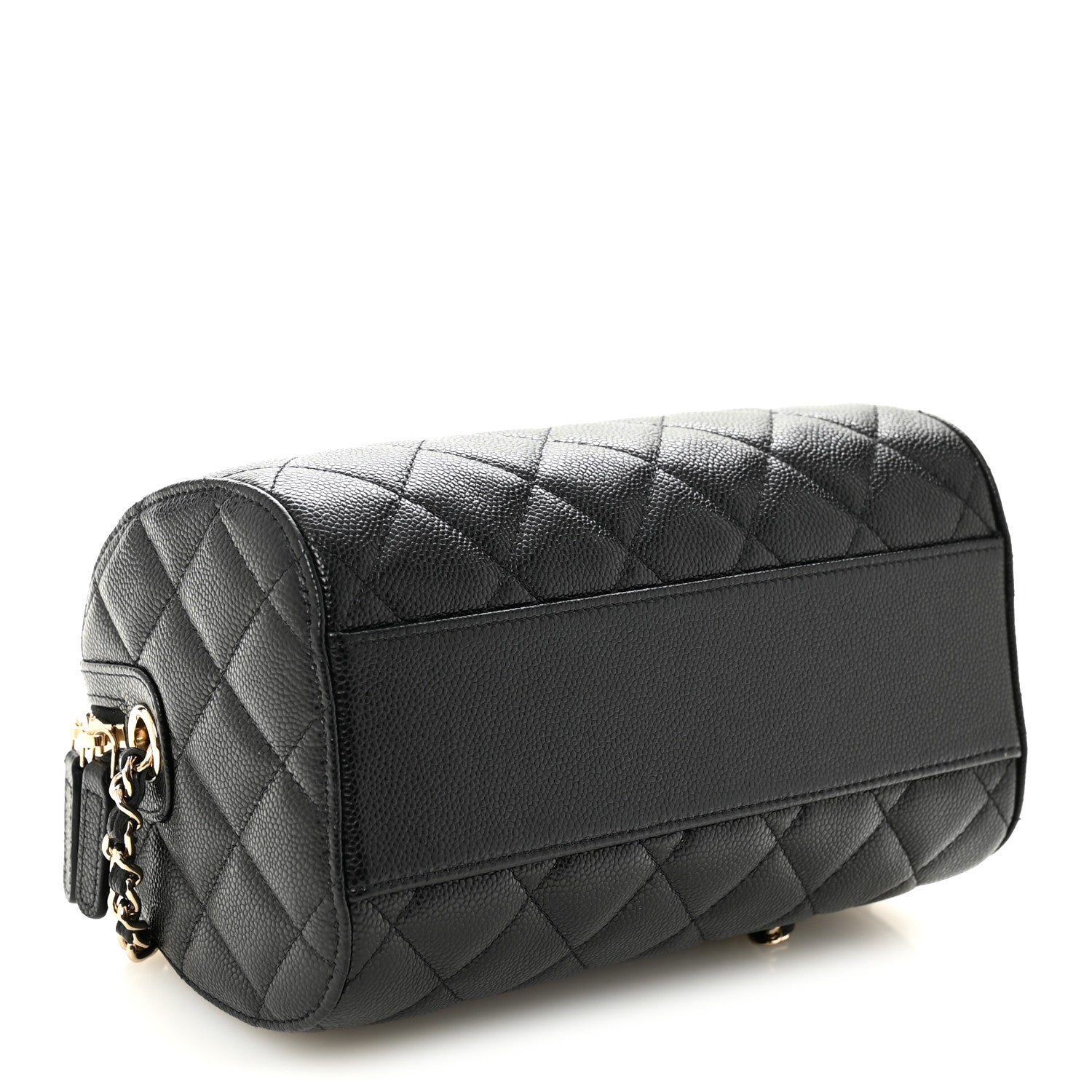 Chanel Caviar Quilted Barrel Clutch With Chain Black