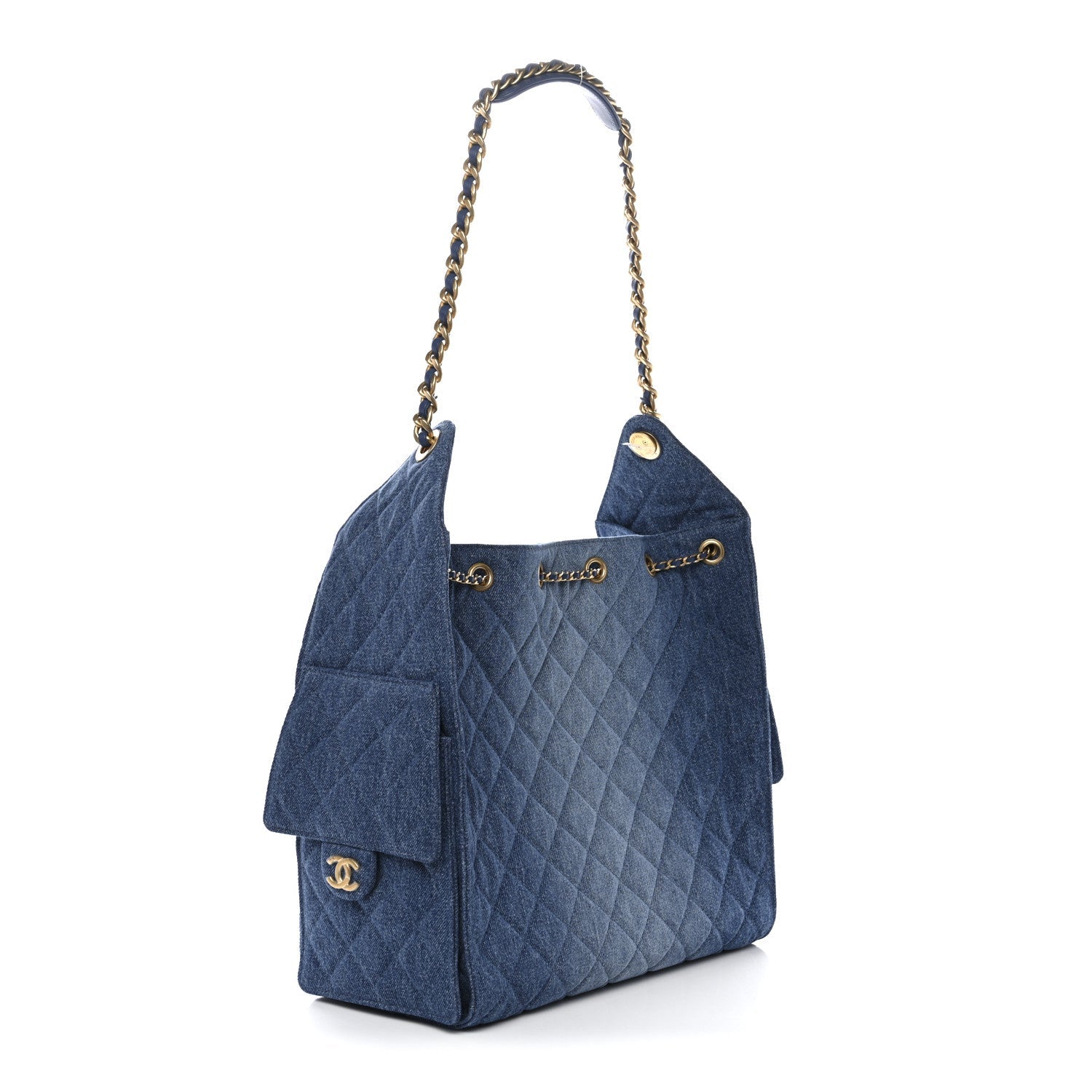 Chanel Washed Denim Quilted Medium Chanel 25 Handbag Blue
