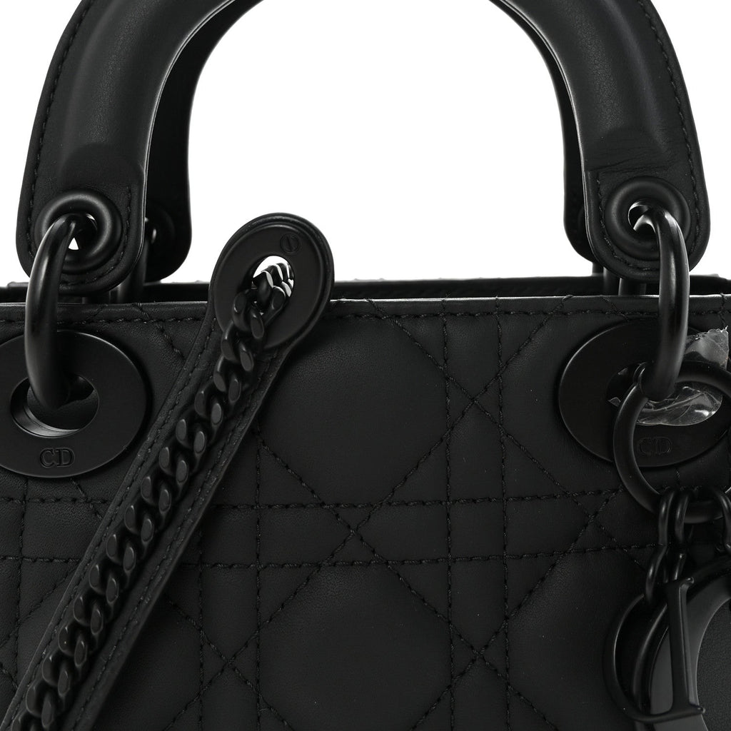 Christian Dior Ultra Matte Calfskin Cannage Mini Lady Dior Black