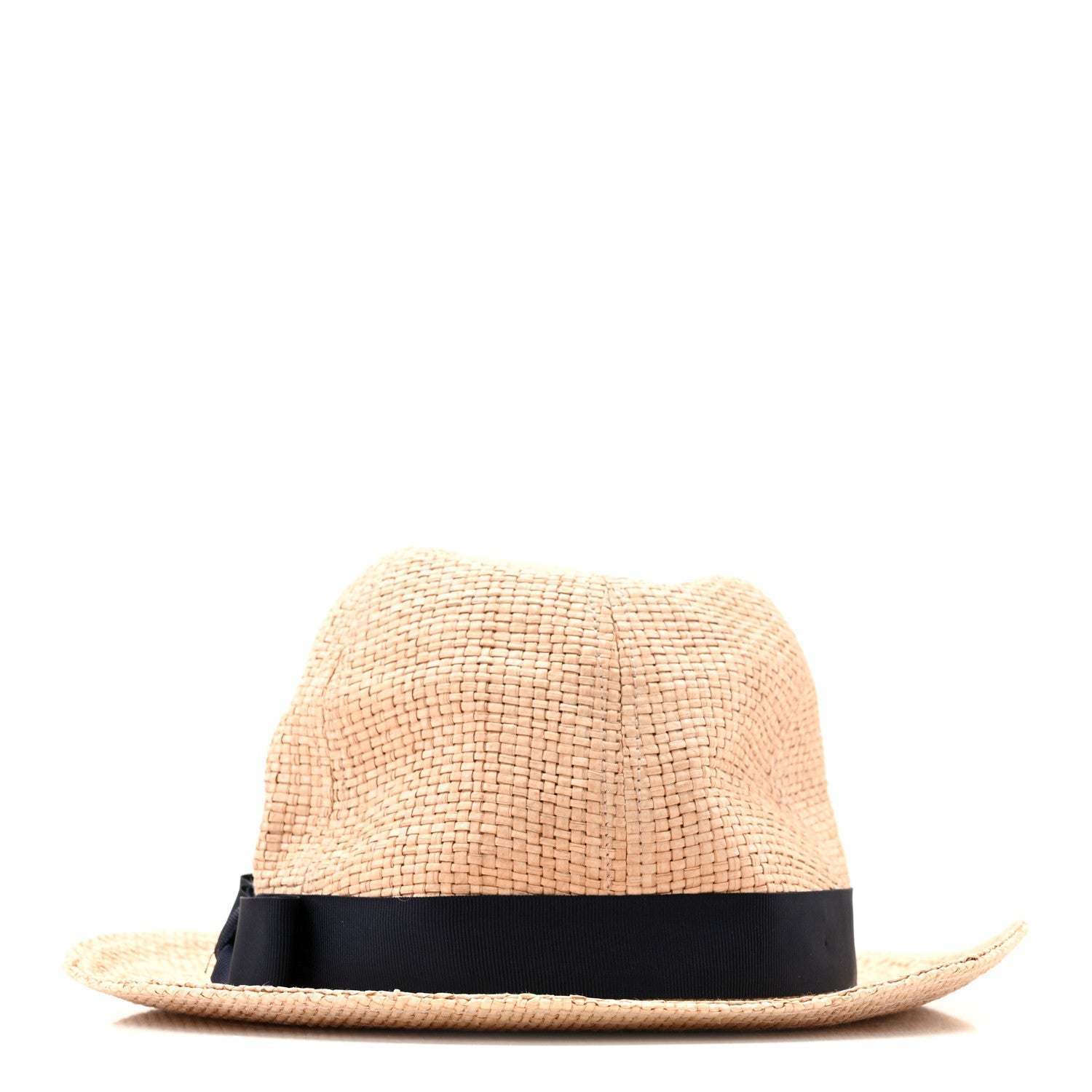 Gucci Straw Grosgrain Wide Brim Hat L Black