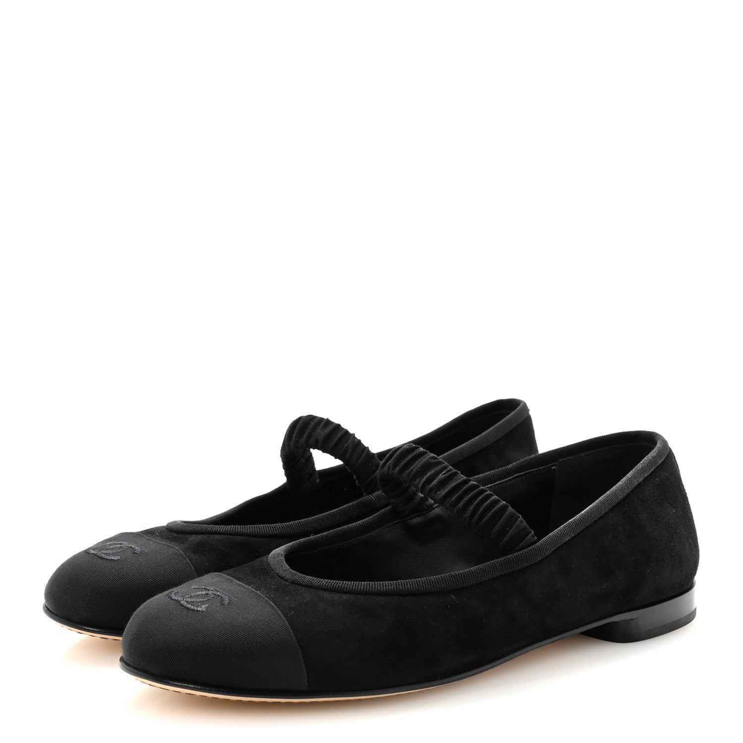 Chanel Velvet Mary Jane Flats 40 Black