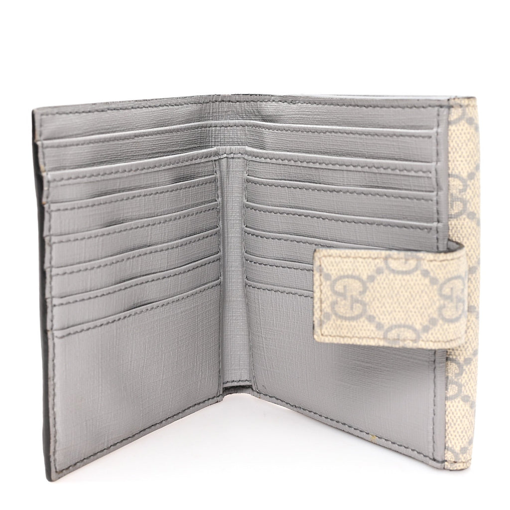 Gucci GG Supreme Monogram GG Pierce French Flap Wallet Ecru Grigio