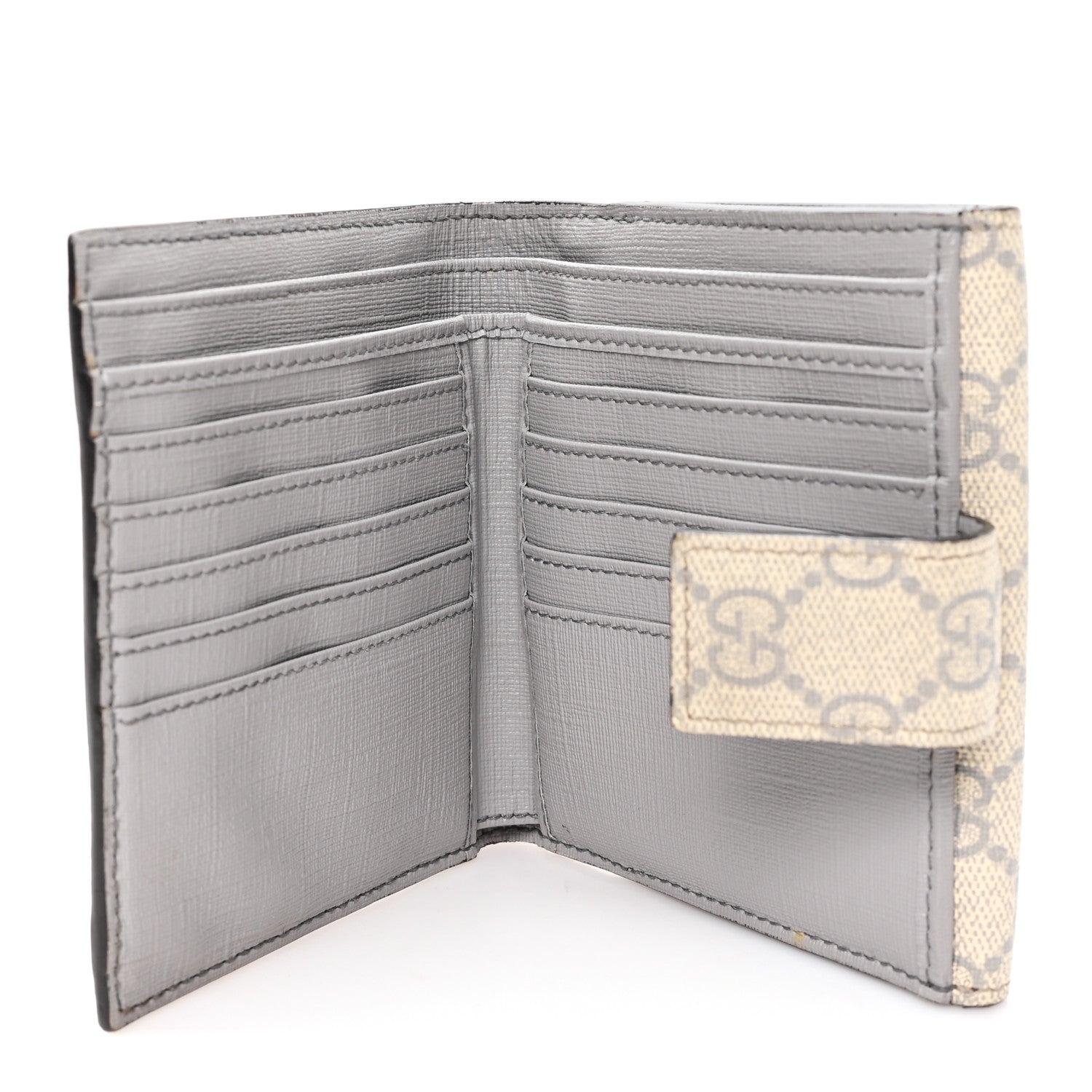 Gucci GG Supreme Monogram GG Pierce French Flap Wallet Ecru Grigio