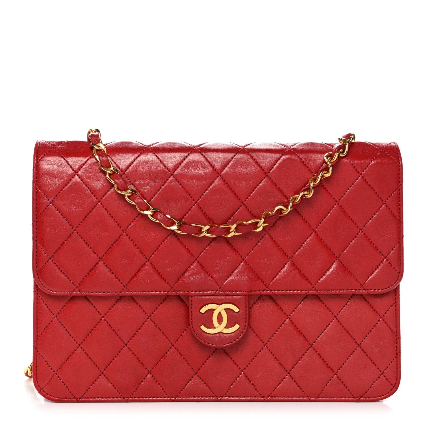 Chanel Lambskin Quilted Medium Single Flap Red