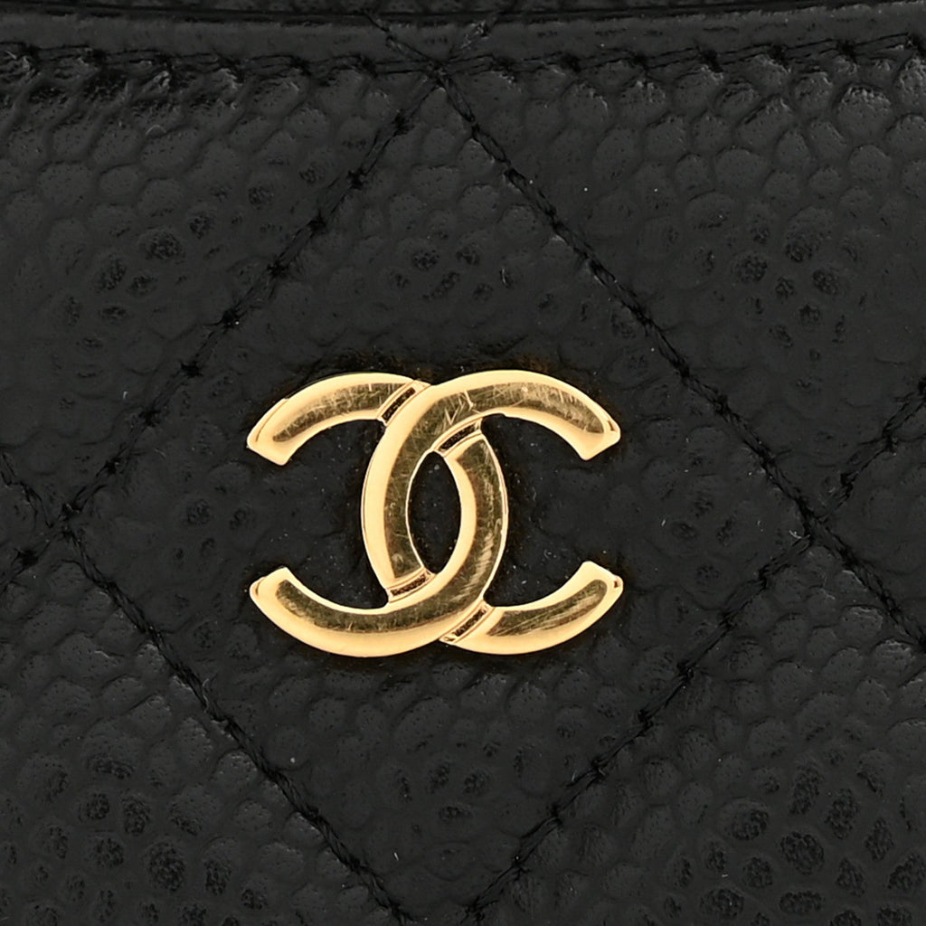 Caviar Quilted Card Holder Black