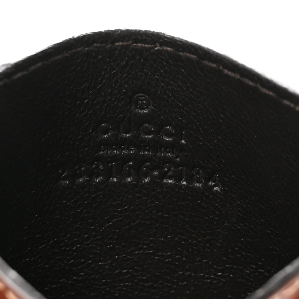 Gucci GG Supreme Monogram Calfskin Card Holder Beige Ebony Cuir