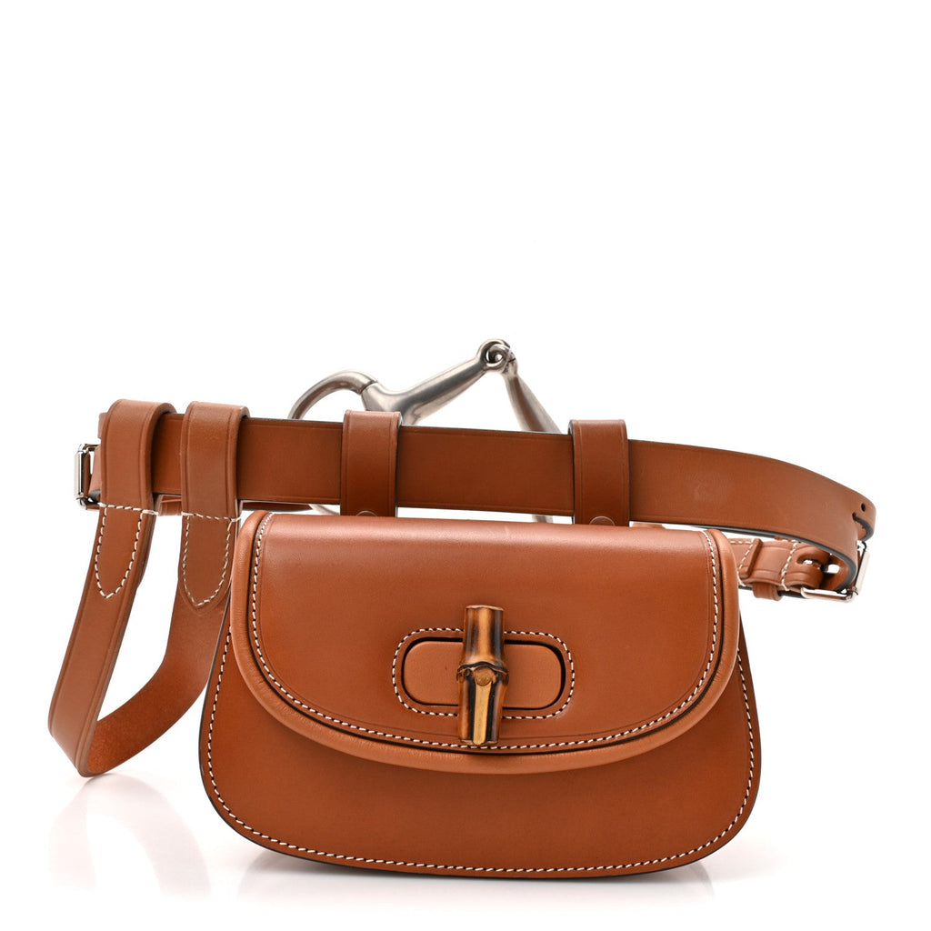 Gucci Calfskin Bamboo Mini 1947 Belt Bag 80 30  Brown