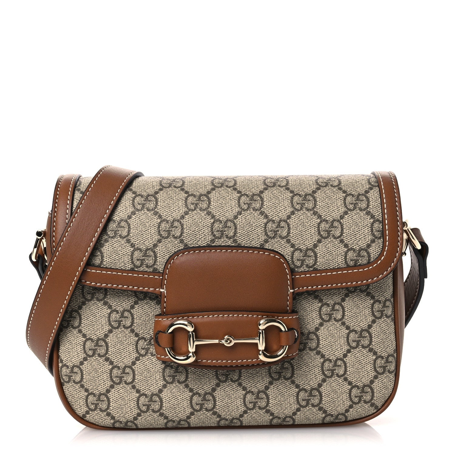 Gucci GG Supreme Monogram Duomo Lux Horsebit 1955 Soft Small Shoulder Bag Beige Ebony Sundial