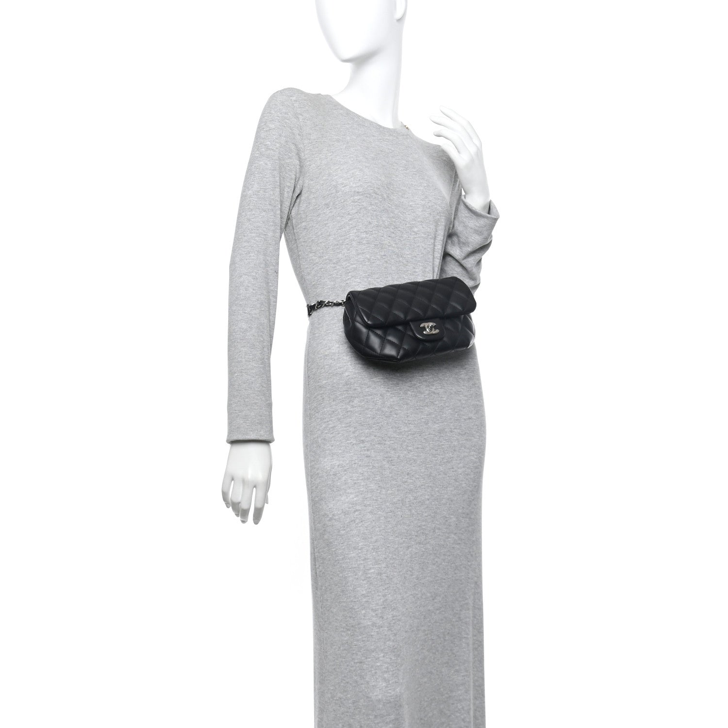 Chanel Calfskin Quilted CC Uniform Flap Belt Bag Black