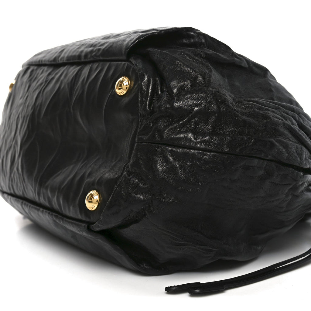 Prada Nappa Antique Drawstring Tote Black
