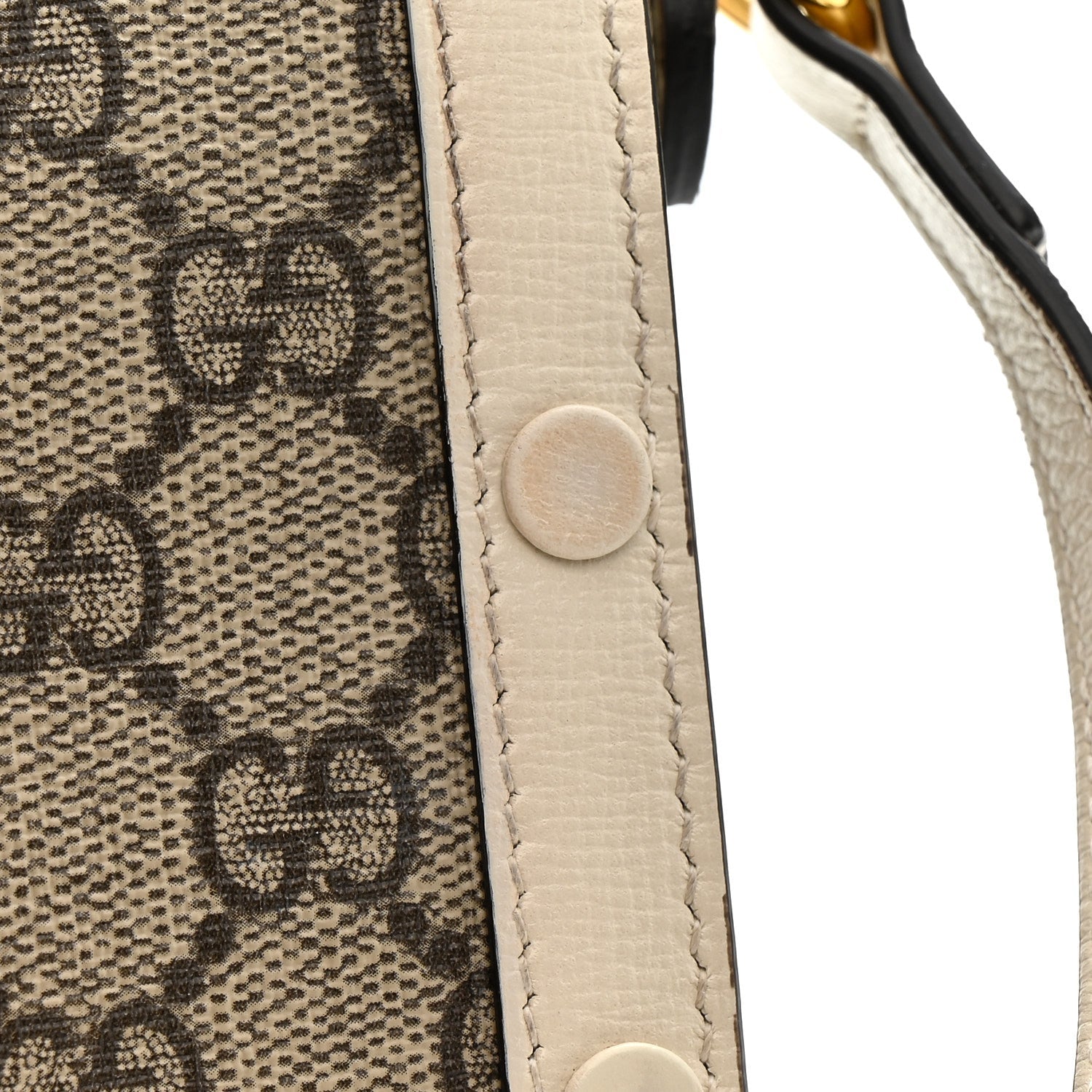Gucci GG Supreme Monogram Azalea Calfskin Mini Horsebit 1955 Crossbody Bag Beige Ebony Mystic White
