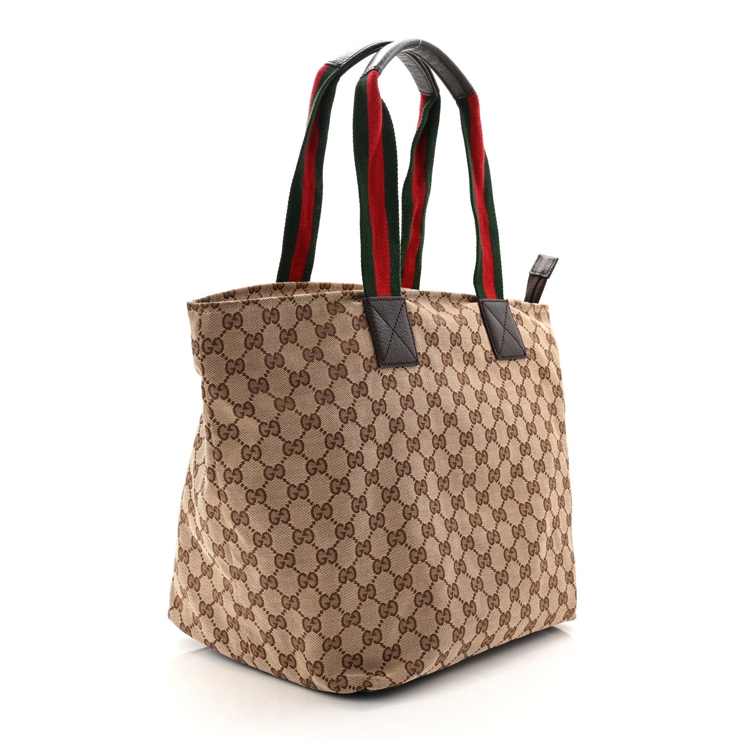 Gucci GG Monogram Large Web Handle Bucket Tote Dark Brown