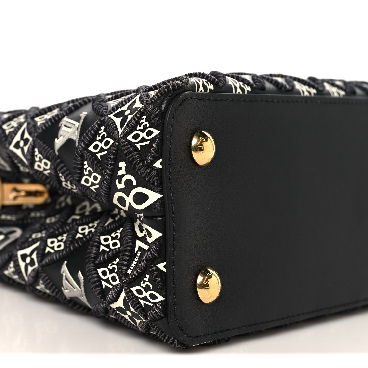 Louis Vuitton Calfskin Since 1854 Embroidered Capucines PM Black