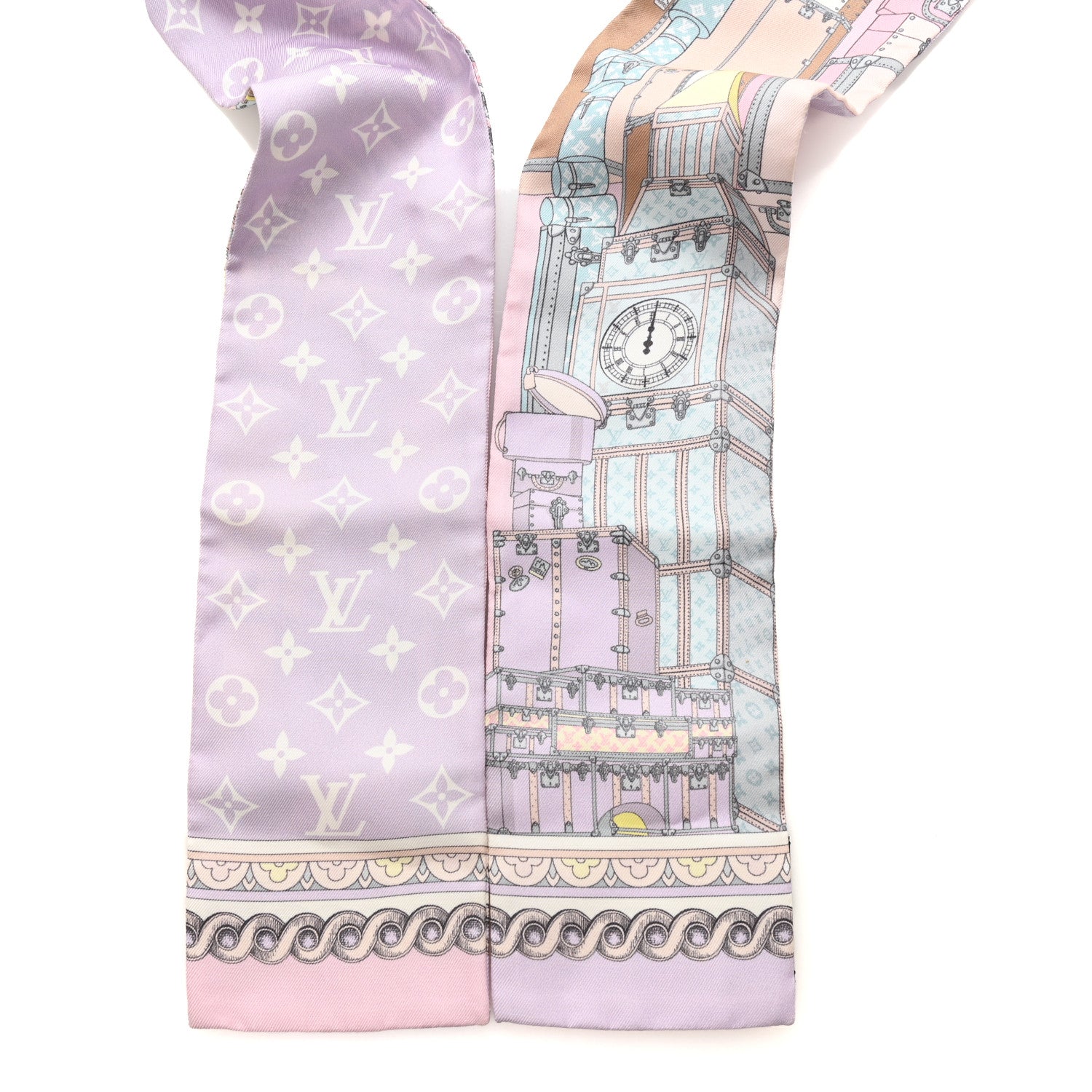 Louis Vuitton Silk Monogram Around The World Bandeau Mauve