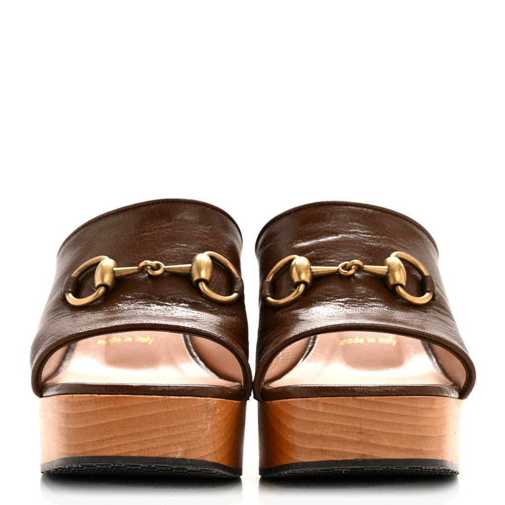 Gucci Granada Kid Houdan Platform Slide Sandals 35.5 Brown