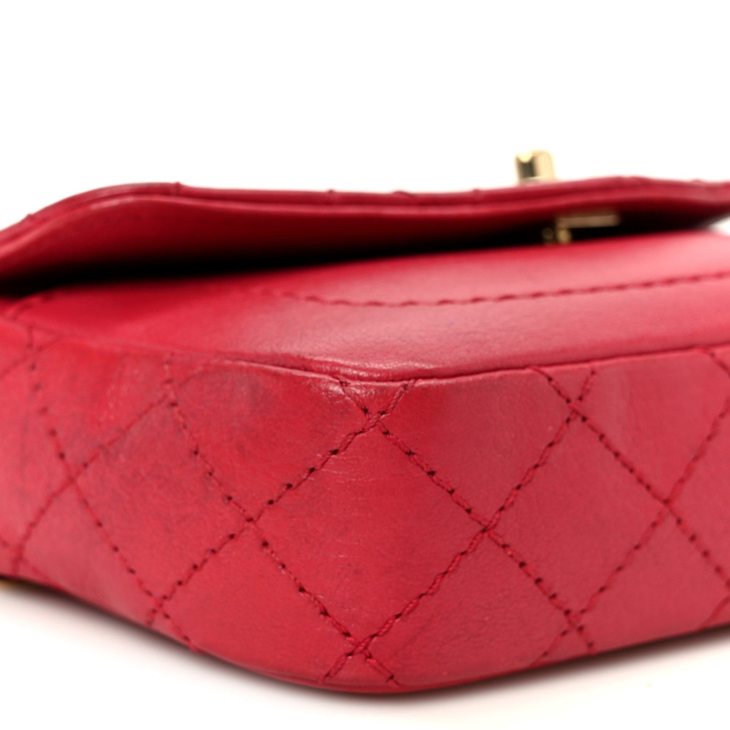 Chanel Goatskin Quilted Coco Curve Flap Messenger Flap Red