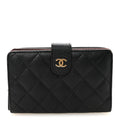 Caviar Quilted Zipped Pocket Wallet Black
