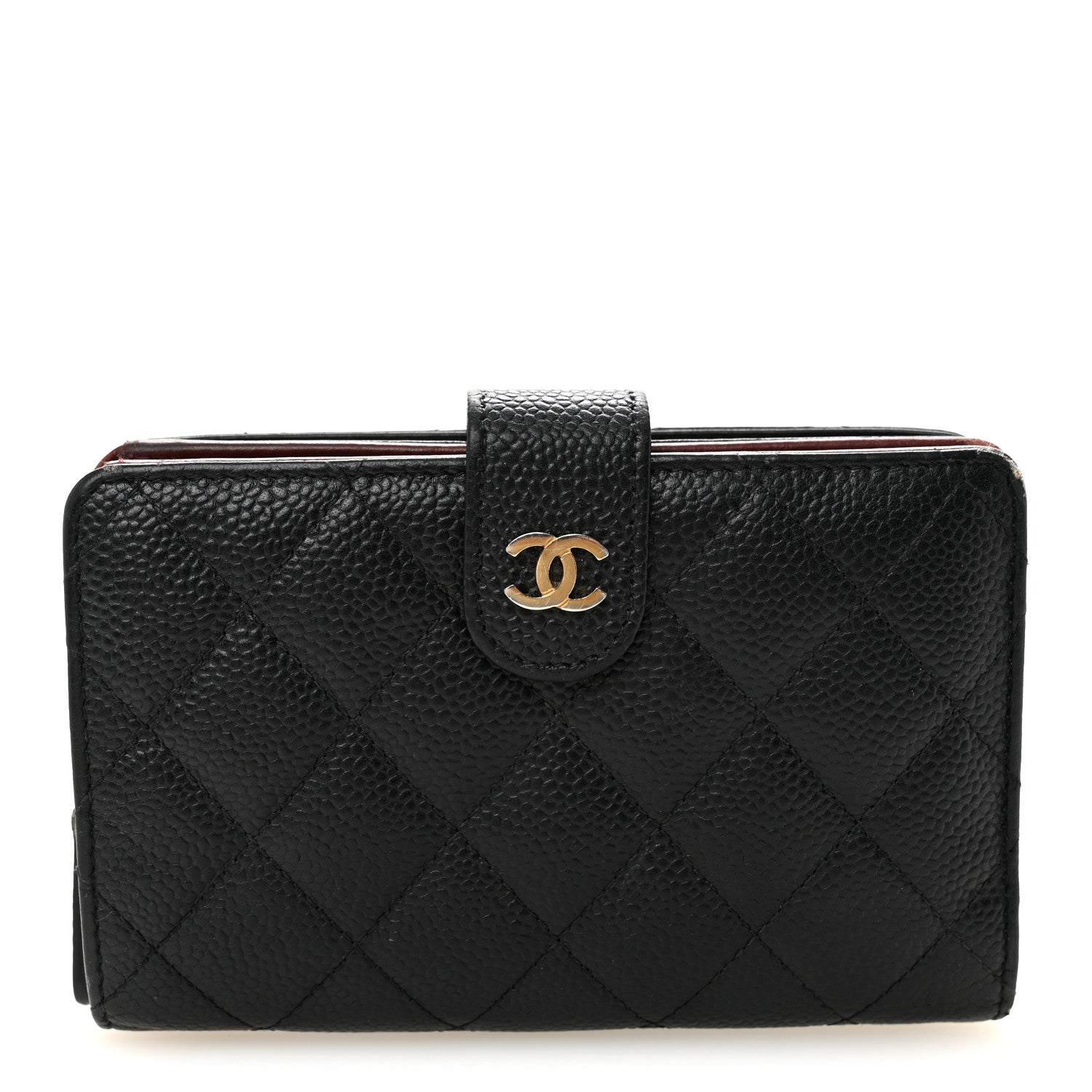 Caviar Quilted Zipped Pocket Wallet Black