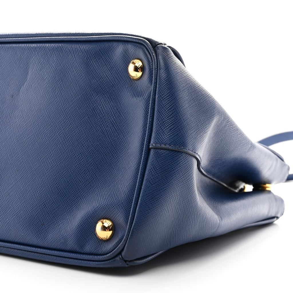 Prada Saffiano Lux Medium Galleria Double Zip Tote Bluette
