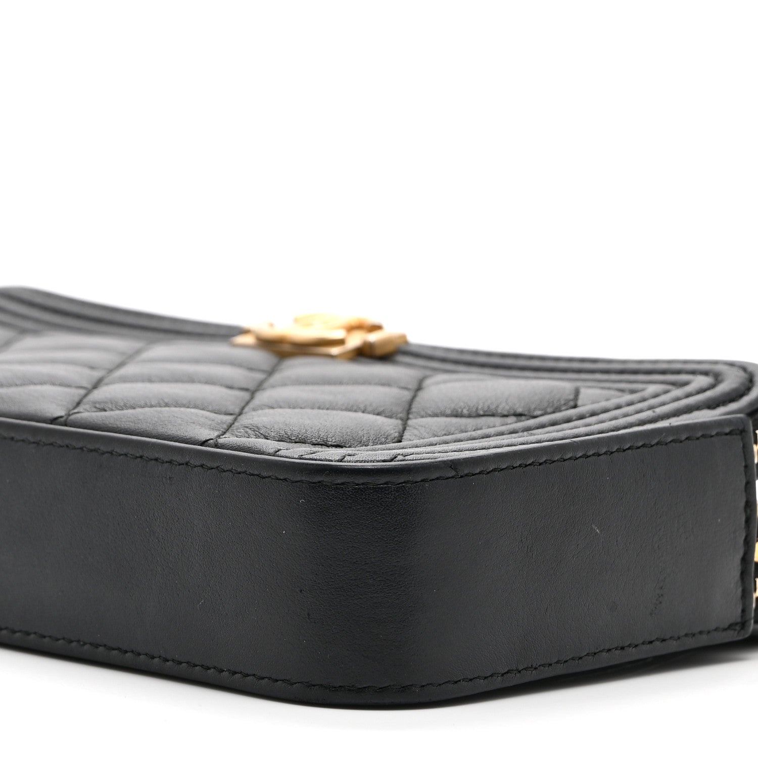 Chanel Calfskin Quilted Small Boy Clutch With Chain Black