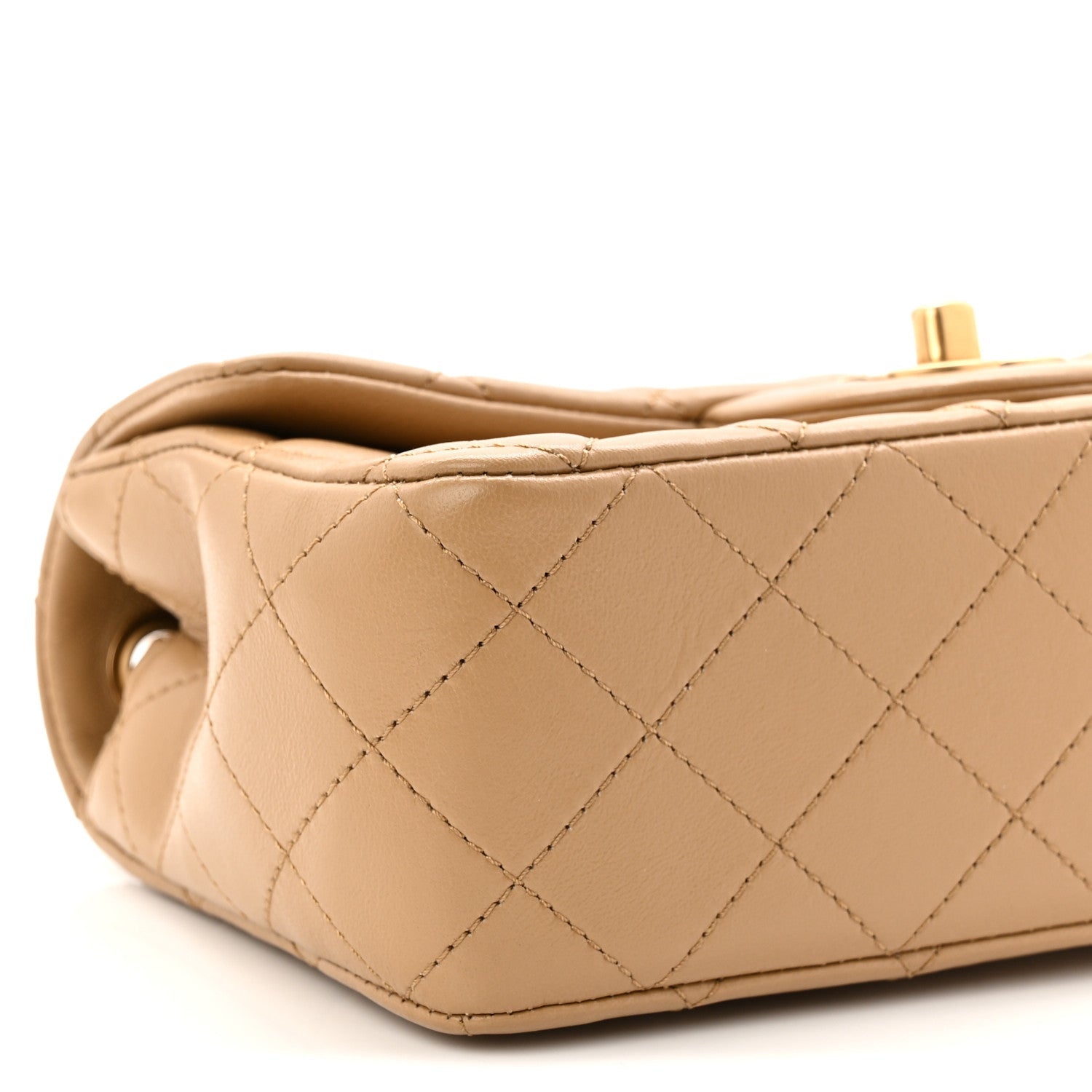 Chanel Lambskin Quilted Mini Rectangular Pearl Crush Flap Dark Beige