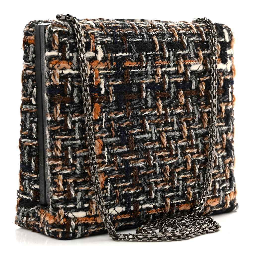 Chanel Tweed Kisslock Minaudiere Black Multicolor