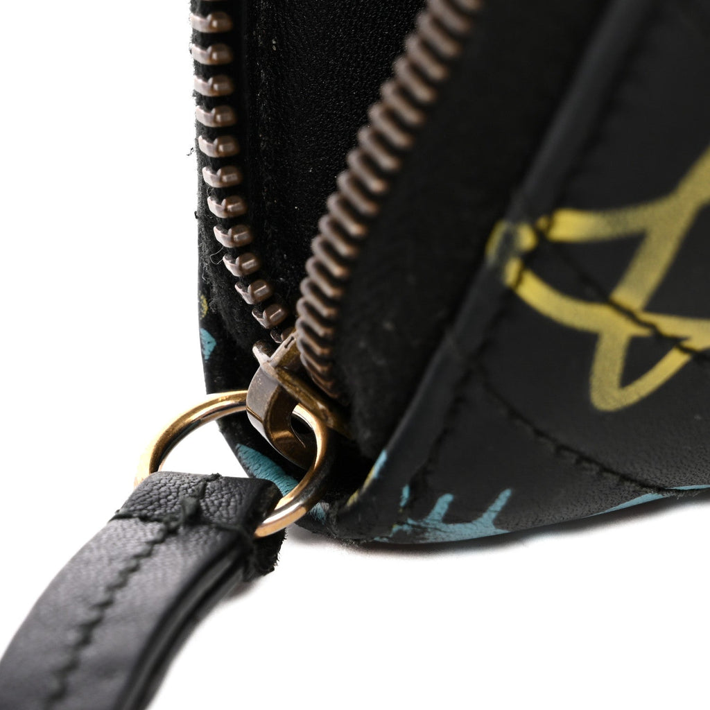 Gucci Calfskin Matelasse GucciGhost GG Marmont Zip Around Wallet Black New Acquamarine