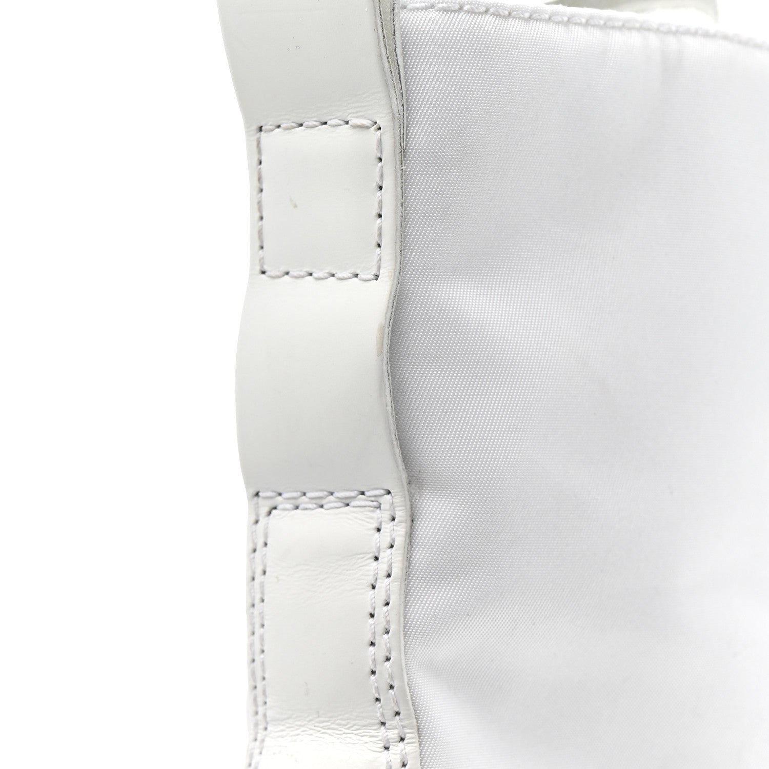 Prada Spazzolato Rois Re-Nylon Metal Triangle Logo Monolith Pouch Pocket 55mm Boots 40.5 White