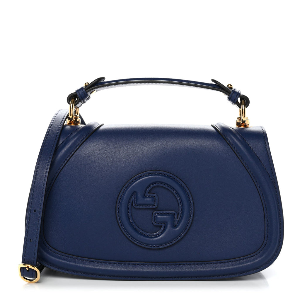Gucci Roxy Calfskin Medium Blondie Top Handle Bag Blue Agata