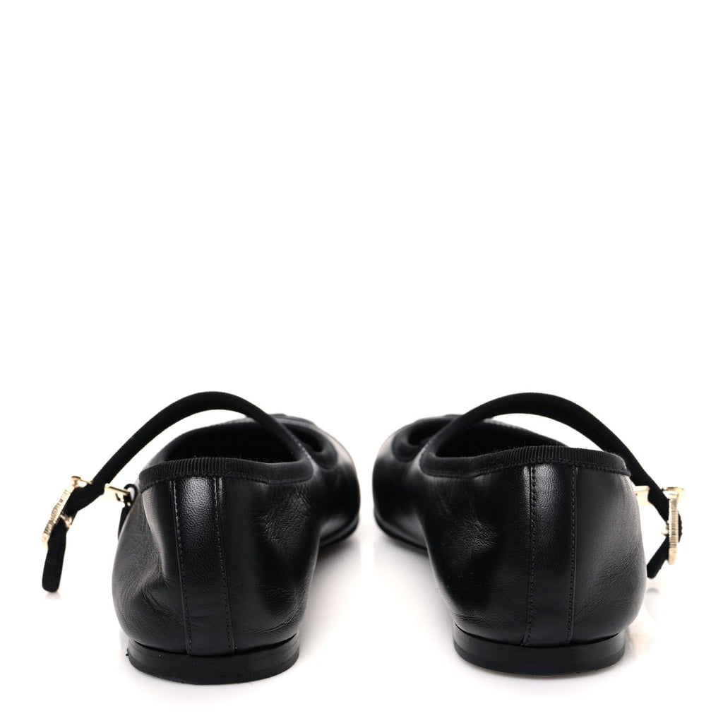 Lambskin Mary Jane Flats 40 Black