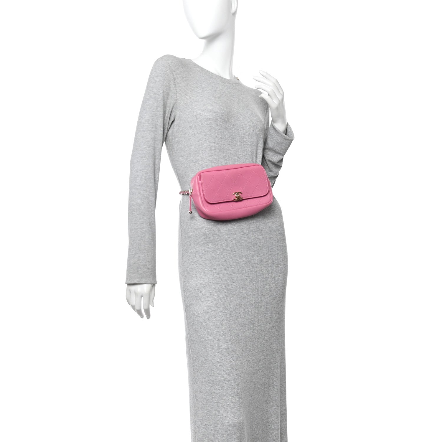 Chanel Goatksin Quilted Casual Trip Waist Bag Pink