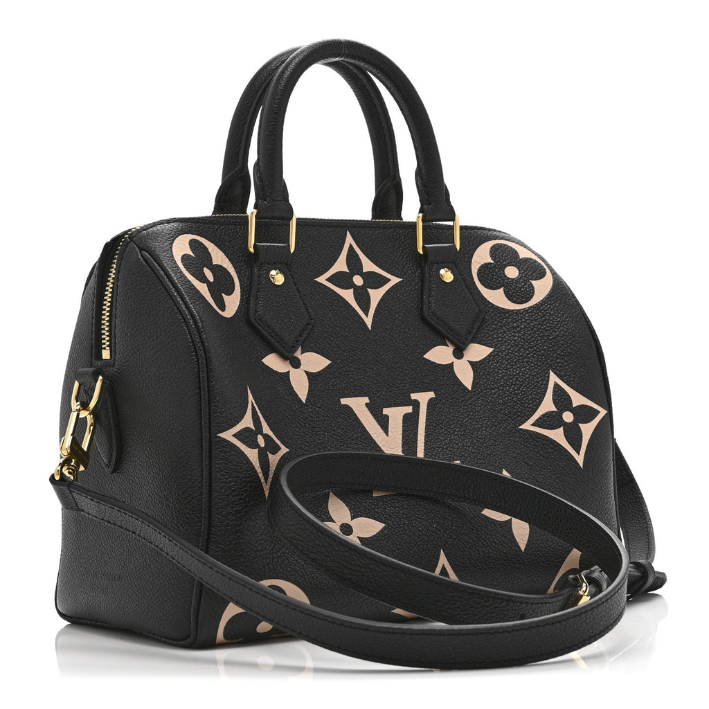 Louis Vuitton Empreinte Monogram Giant Speedy Bandouliere 25 Black Beige
