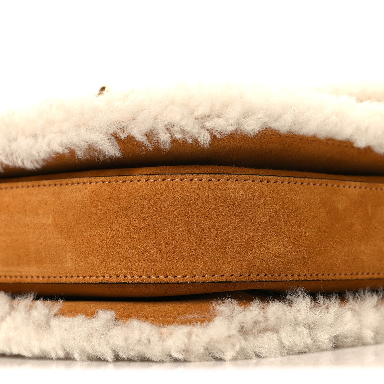 Gucci Suede Shearling Horsebit 1955 Shoulder Bag Brown
