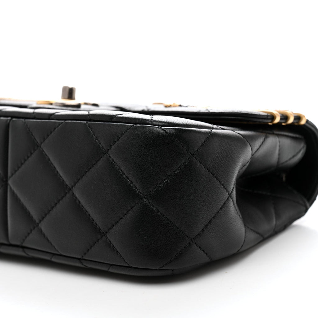 Chanel Lambskin Quilted Small Coco Clips Single Flap Black