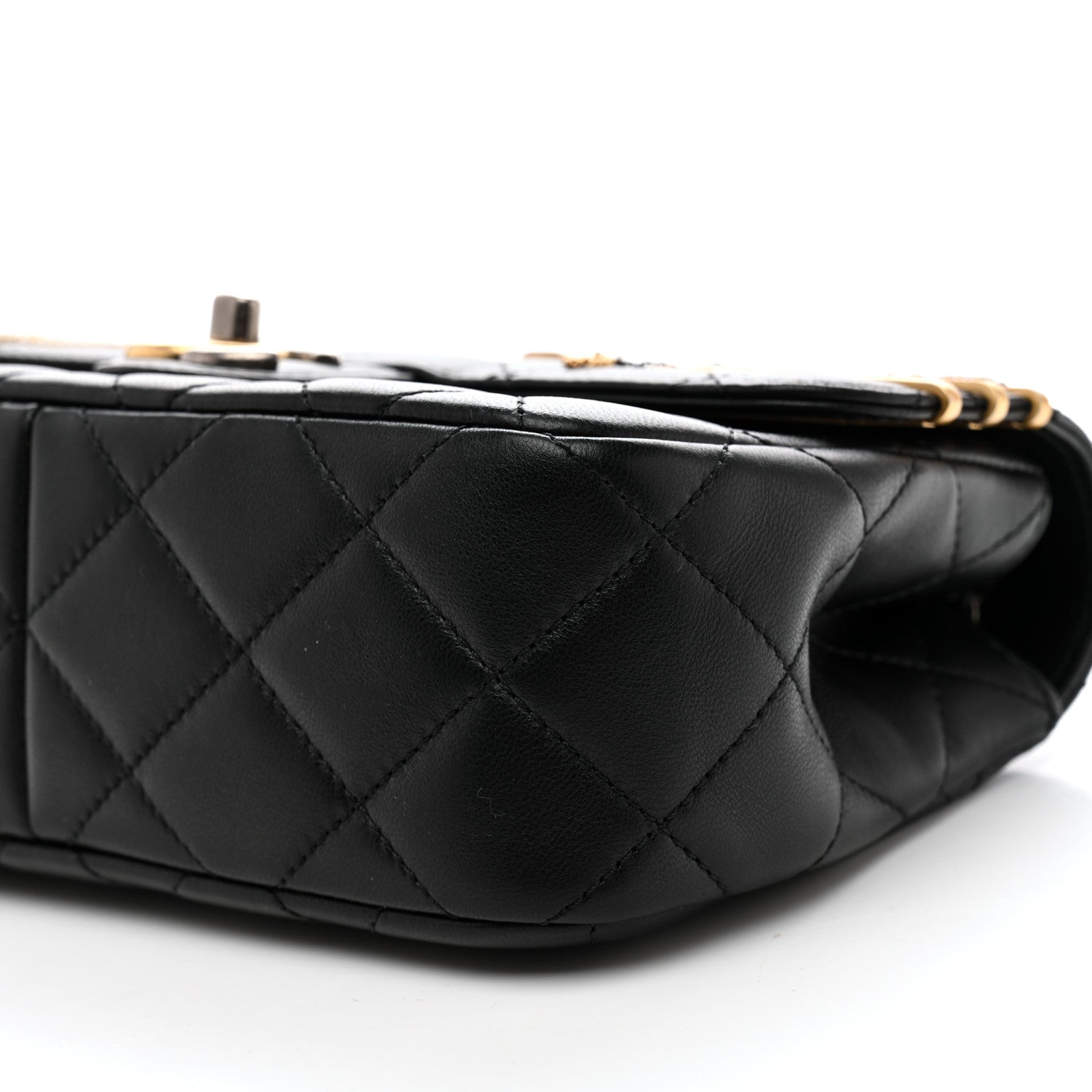 Chanel Lambskin Quilted Small Coco Clips Single Flap Black