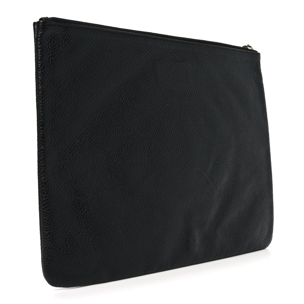 Chanel Caviar Timeless CC Cosmetic Pouch Clutch Black
