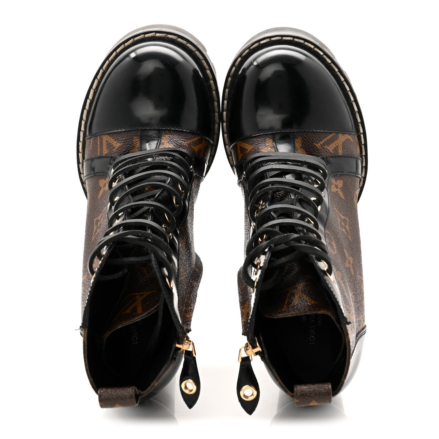 Louis Vuitton Patent Calfskin Monogram Star Trail Ankle Boots 37.5 Black