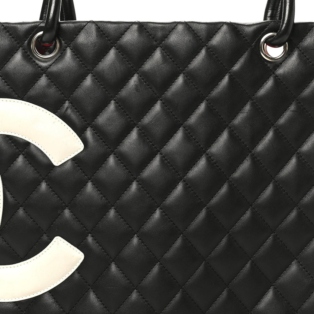 Chanel Calfskin Quilted Large Cambon Tote Black White