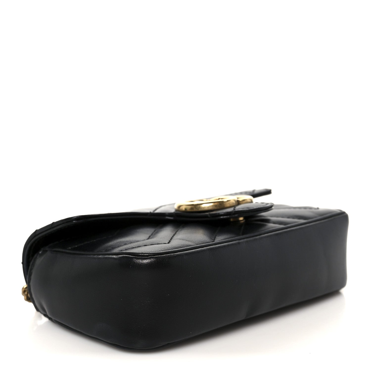 Gucci Calfskin Matelasse Super Mini GG Marmont Shoulder Bag Black