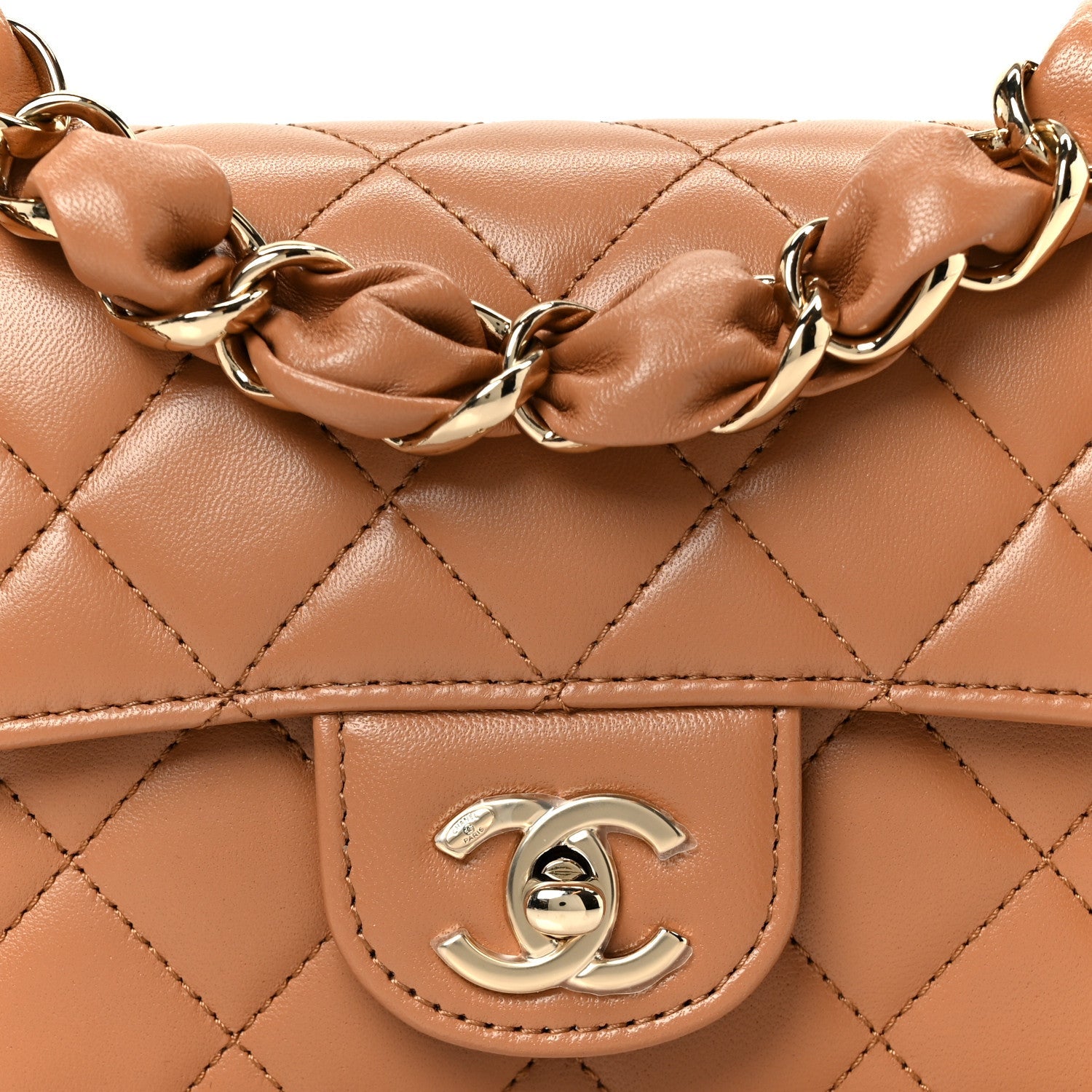 Chanel Shiny Lambskin Quilted Mini Flap Brown
