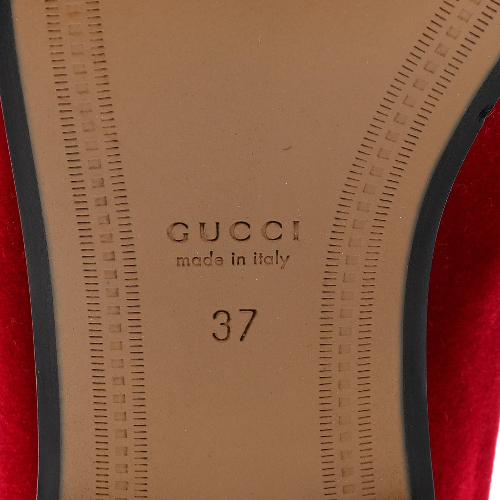 Gucci Velvet Horsebit Womens Jordaan Loafers 37 Hibiscus Red