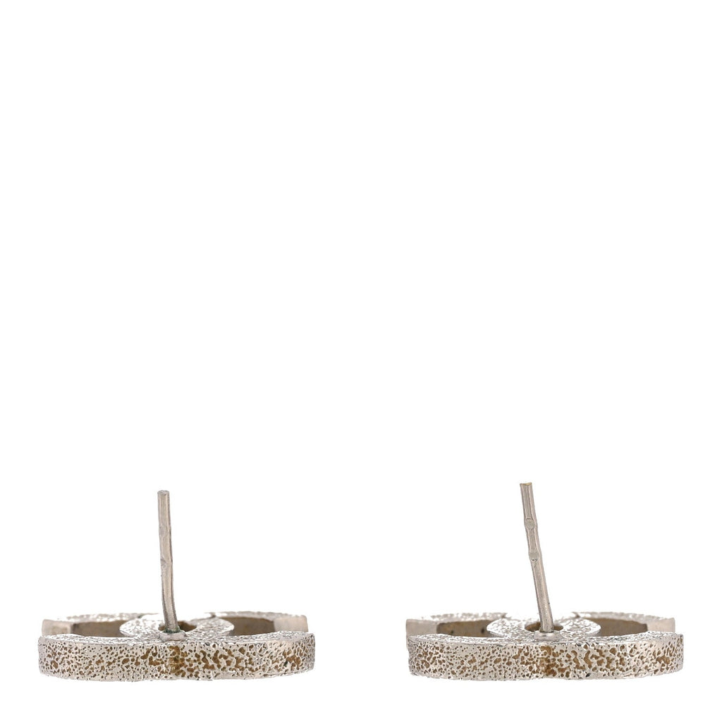 Glitter Resin CC Earrings Silver White