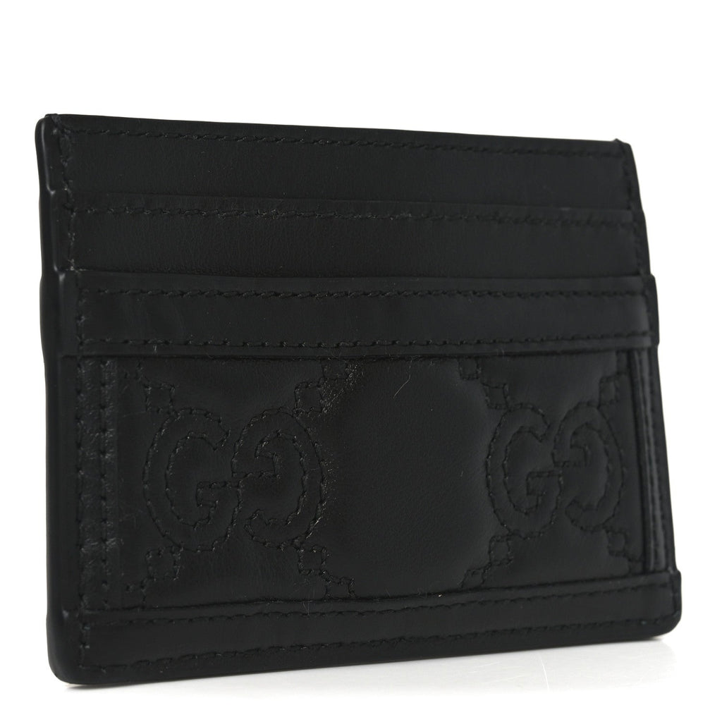 Gucci Calfskin GG Matelasse Card Holder  Black