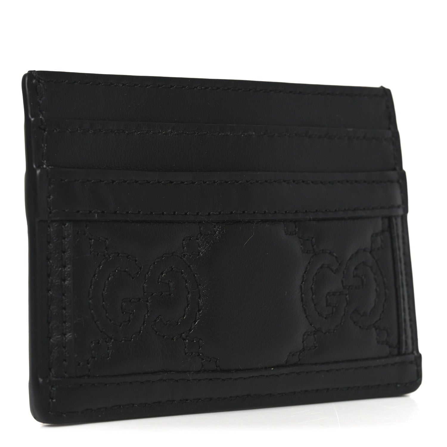 Gucci Calfskin GG Matelasse Card Holder  Black