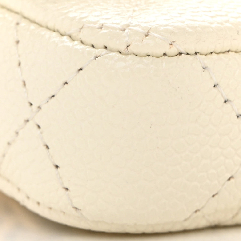 Chanel Shiny Caviar Quilted Chain Melody Belt Bag White