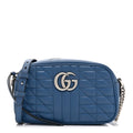Gucci Calfskin Matelasse Aria Small GG Marmont Chain Shoulder Bag Clear Blue