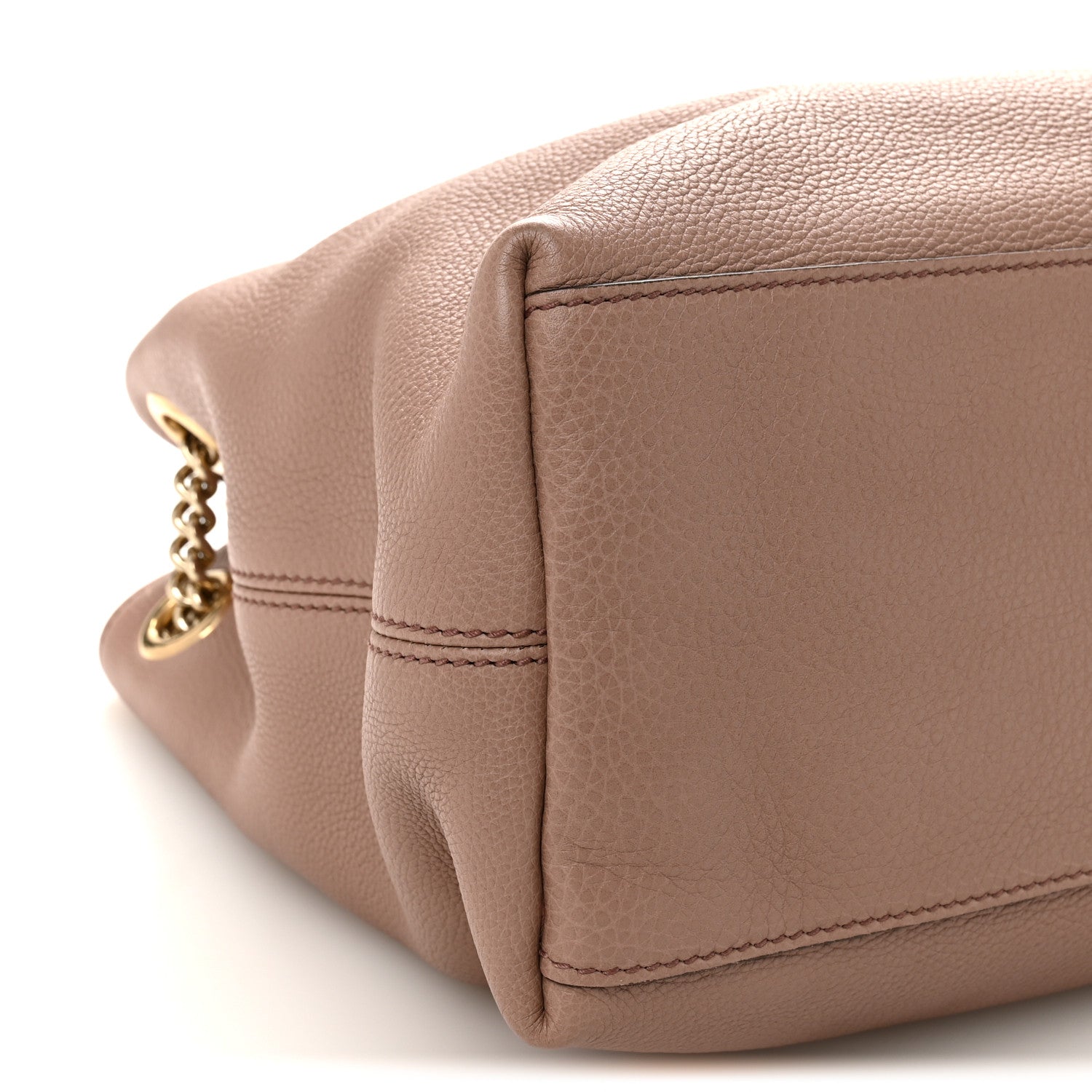 Gucci Pebbled Calfskin Medium Soho Chain Shoulder Bag Camelia