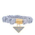Prada Satin Metal Logo Charm Hair Tie Scrunchie Celeste
