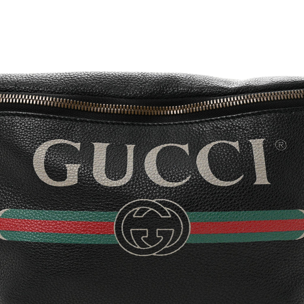 Gucci Grained Calfskin Logo Belt Bag Black
